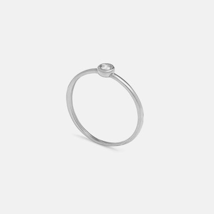 Anello Anima rigido con diamante in oro bianco