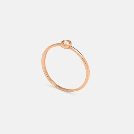 Anello Anima rigido con diamante in oro rosa