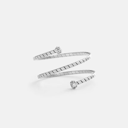 Anello spirale Origini due diamanti in oro bianco - vista frontale