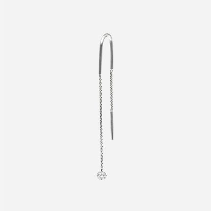 Orecchino U con diamante forato Oro Bianco