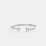 Anello Origini aperto due diamanti in oro bianco - vista frontale